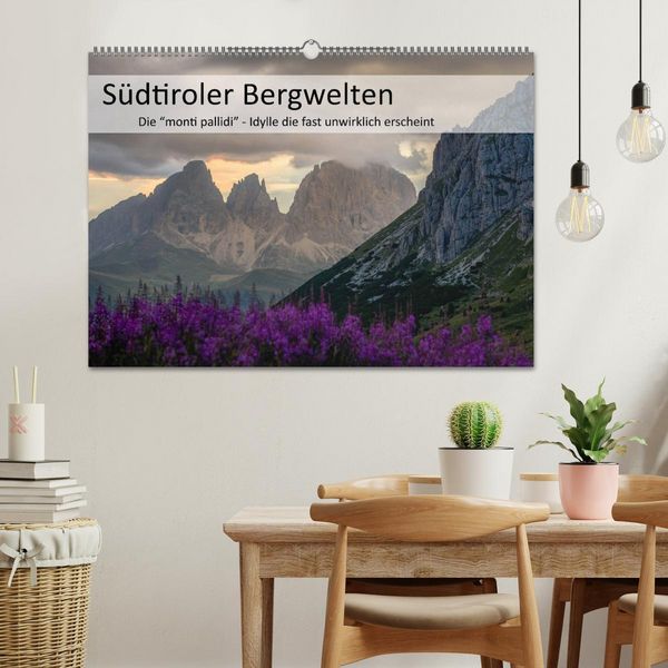 Produktbild: S&uuml;dtiroler Bergwelten - Die monti pallidi, Idylle die fast unwirklich erscheint (Wandkalender 2026 DIN A2 quer), CALVENDO Monatskalender
