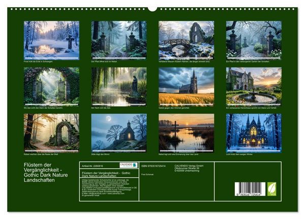 Produktbild: Fl&uuml;stern der Verg&auml;nglichkeit - Gothic Dark Nature Landschaften (hochwertiger Premium Wandkalender 2026 DIN A2 quer), Kunstdruck in Hochglanz