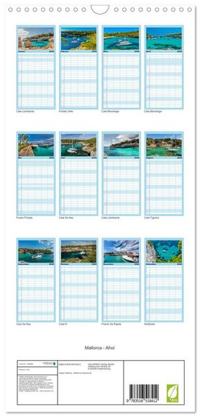 Produktbild: Familienplaner 2026 - Mallorca - Ahoi mit 5 Spalten (Wandkalender, 21 x 45 cm) CALVENDO