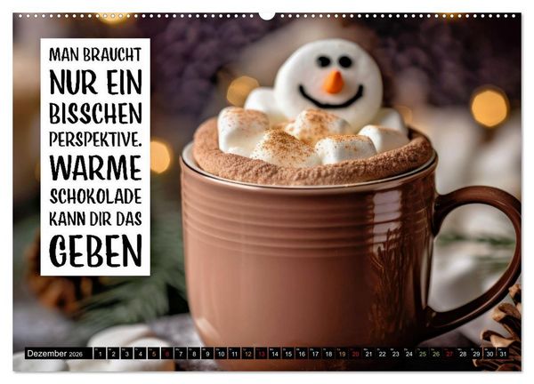 Produktbild: Schokolade - die s&uuml;&szlig;e Verf&uuml;hrung - coole Spr&uuml;che (Wandkalender 2026 DIN A2 quer), CALVENDO Monatskalender
