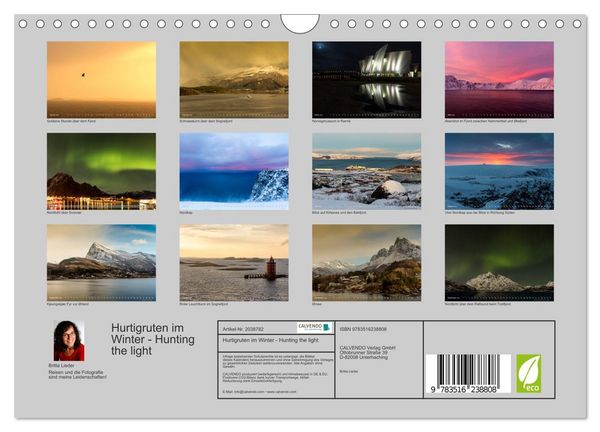 Produktbild: Hurtigruten im Winter - Hunting the light (Wandkalender 2026 DIN A4 quer), CALVENDO Monatskalender