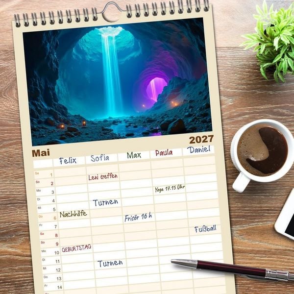 Produktbild: Familienplaner 2027 - Fabelhafte Orte &ndash; Landschaften aus M&auml;rchen und Sagen mit 5 Spalten (Wandkalender, 21 x 45 cm) CALVENDO