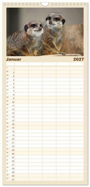 Produktbild: Familienplaner 2027 - Erdm&auml;nnchen mit 5 Spalten (Wandkalender, 21 x 45 cm) CALVENDO