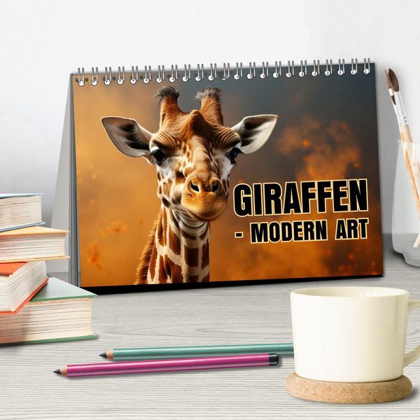 Produktbild: GIRAFFEN - Modern Art (Tischkalender 2026 DIN A5 quer), CALVENDO Monatskalender