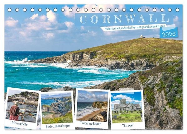 Produktbild: Cornwall - Malerische Landschaften mit grandiosen K&uuml;sten (Tischkalender 2026 DIN A5 quer), CALVENDO Monatskalender