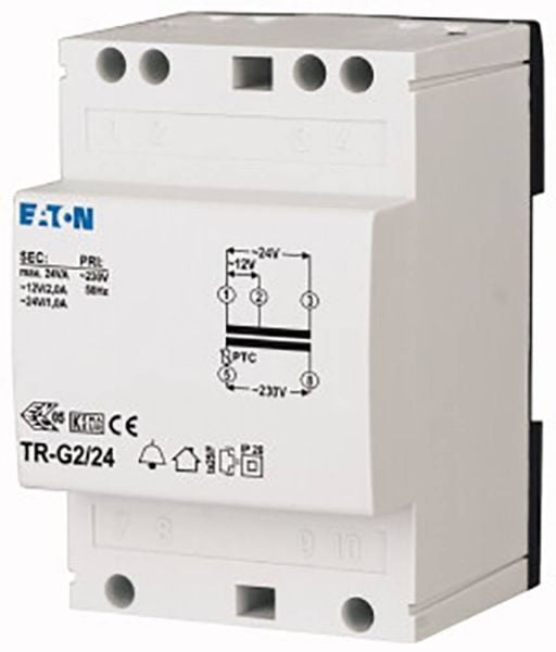 Produktbild: Eaton Y7-272484 Universal-Netztransformator 1 x 230 V 2 x 12 V, 24 V 1.9 W 2 A