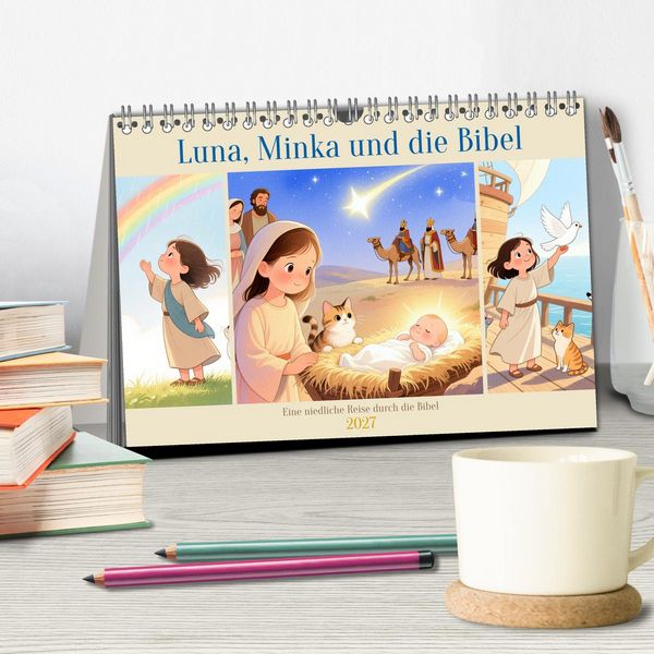 Produktbild: Luna, Minka und die Bibel (Tischkalender 2027 DIN A5 quer), CALVENDO Monatskalender