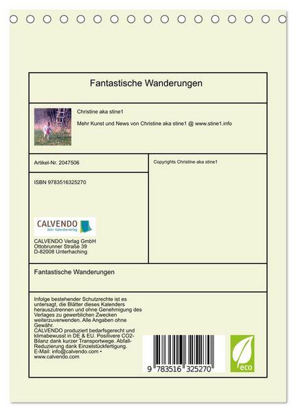 Produktbild: Fantastische Wanderungen (Tischkalender 2026 DIN A5 hoch), CALVENDO Monatskalender