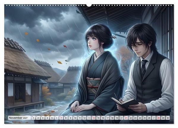 Produktbild: Meiji Mondkalender (hochwertiger Premium Wandkalender 2027 DIN A2 quer), Kunstdruck in Hochglanz