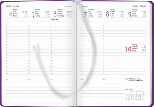 Ladytimer Grande Deluxe Purple 2024 - Taschen-Kalender A5 (15x21 cm) -  Tucson Einband - mit Motivprägung - Weekly - 128 Seiten - Alpha Edition' -  'Cartoon & Humor