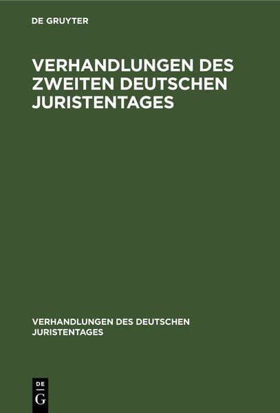 Produktbild: Verhandlungen des Zweiten Deutschen Juristentages