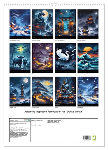Produktbild: Asiatische Inspiration Fern&ouml;stlicher Art - Dunkle Werke (Wandkalender 2026 DIN A2 hoch), CALVENDO Monatskalender