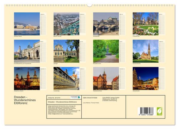 Produktbild: Dresden - Wundersch&ouml;nes Elbflorenz (hochwertiger Premium Wandkalender 2026 DIN A2 quer), Kunstdruck in Hochglanz