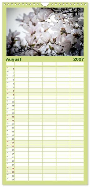Produktbild: Familienplaner 2027 - Fr&uuml;hlingsbl&uuml;her - Farbenpracht nach dem Winter mit 5 Spalten (Wandkalender, 21 x 45 cm) CALVENDO
