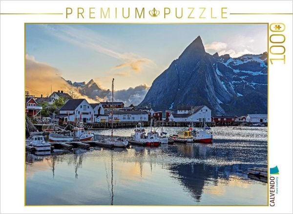 CALVENDO Puzzle Hafen von Sakrisøy, Lofoten | 1000 Teile Lege-Größe 64x48cm Foto-Puzzle für glückliche Stunden