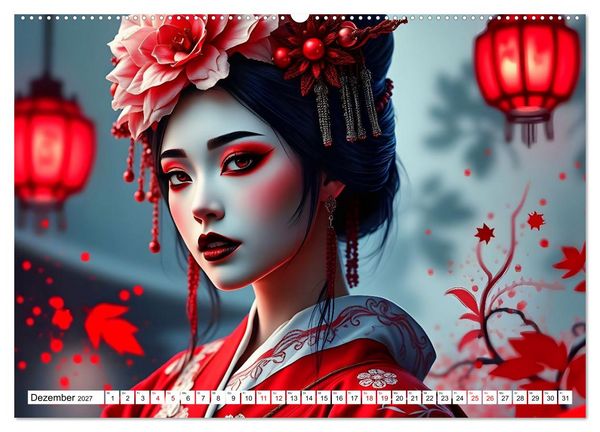 Produktbild: Dunkle Eleganz der Geishas (hochwertiger Premium Wandkalender 2027 DIN A2 quer), Kunstdruck in Hochglanz