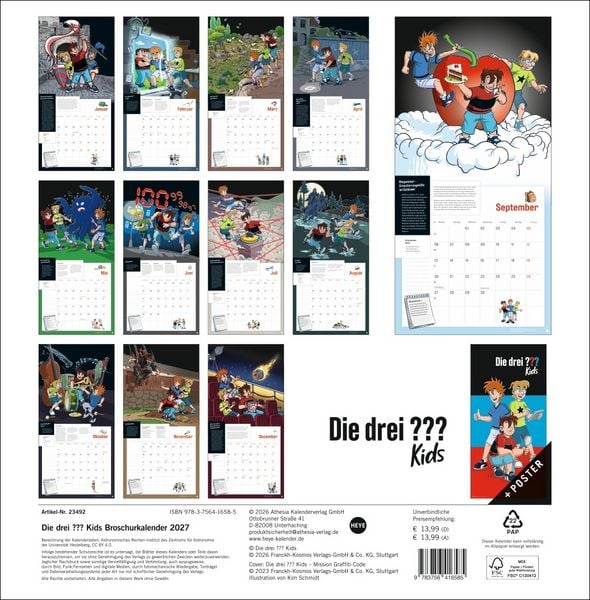 Produktbild: Die drei ??? Kids Broschurkalender 2027
