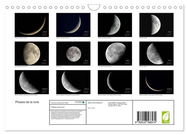 Produktbild: Phases de la lune (Calendrier mural 2026 DIN A4 vertical), CALVENDO calendrier mensuel