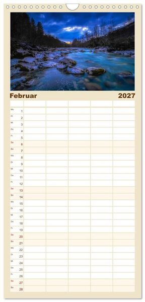 Produktbild: Familienplaner 2027 - Flusswelt Schweiz mit 5 Spalten (Wandkalender, 21 x 45 cm) CALVENDO