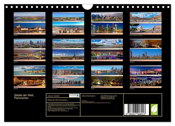 Produktbild: St&auml;dte der Welt, Panoramen (Wandkalender 2026 DIN A4 quer), CALVENDO Monatskalender