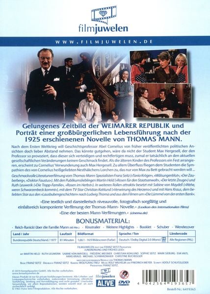 Produktbild: Thomas Mann: Unordnung und fr&uuml;hes Leid (Filmjuwelen)