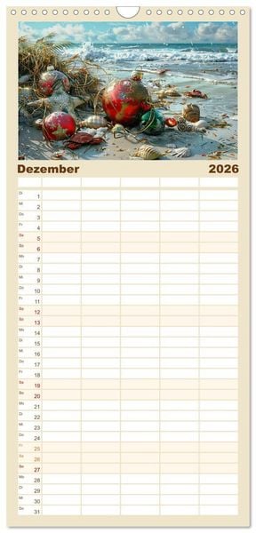 Produktbild: Familienplaner 2026 - Strandgut mit 5 Spalten (Wandkalender, 21 x 45 cm) CALVENDO