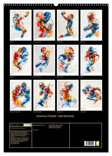 Produktbild: American Football - tolle Momente (Wandkalender 2026 DIN A2 hoch), CALVENDO Monatskalender