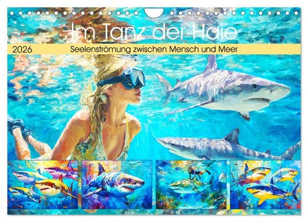 Produktbild: Im Tanz der Haie. Seelenstr&ouml;mung zwischen Mensch und Meer (Wandkalender 2026 DIN A4 quer), CALVENDO Monatskalender