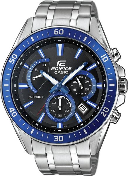 Casio Chronograph Armbanduhr EFR-552D-1A2VUEF (L x B x H) 53 x 47 x 12.3 mm Silber-Blau Gehäusematerial=Edelstahl Material (Armband)=Edelstahl