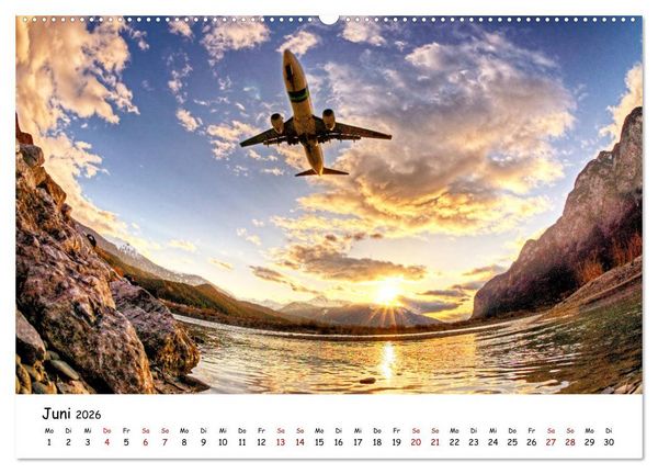 Produktbild: Flugzeuge in beeindruckender Kulisse (hochwertiger Premium Wandkalender 2026 DIN A2 quer), Kunstdruck in Hochglanz