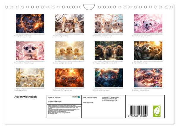 Produktbild: Augen wie Kn&ouml;pfe (Wandkalender 2026 DIN A4 quer), CALVENDO Monatskalender