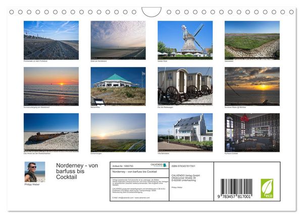 Produktbild: Norderney - von barfuss bis Cocktail (Wandkalender 2026 DIN A4 quer), CALVENDO Monatskalender