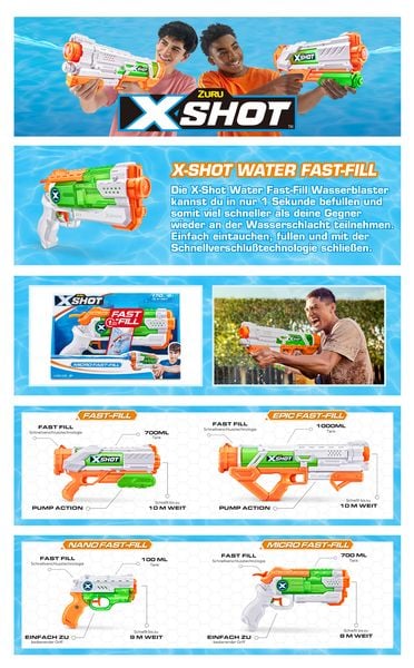 Produktbild: XSHOT Water - Fast-Fill Micro Wasserblaster - Wasserpistole