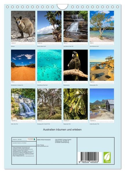 Produktbild: Australien tr&auml;umen und erleben (Wandkalender 2026 DIN A4 hoch), CALVENDO Monatskalender