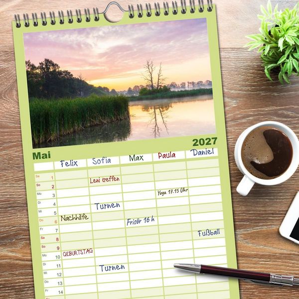 Produktbild: Familienplaner 2027 - Stille Naturmomente mit 5 Spalten (Wandkalender, 21 x 45 cm) CALVENDO