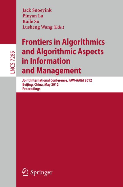 Produktbild: Frontiers in Algorithmics and Algorithmic Aspects in Information and Management