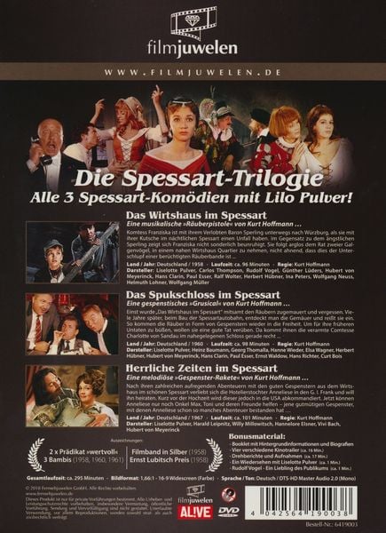 Produktbild: Die Spessart-Trilogie: Alle 3 Spessart-Kom&ouml;dien mit Lilo Pulver (Filmjuwelen) [3 DVDs]