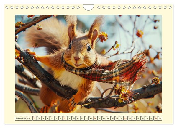 Produktbild: H&ouml;rnchen-Mode in der Natur. Niedliche Eichh&ouml;rnchen auf trendiger Mission (Wandkalender 2026 DIN A4 quer), CALVENDO Monatskalender