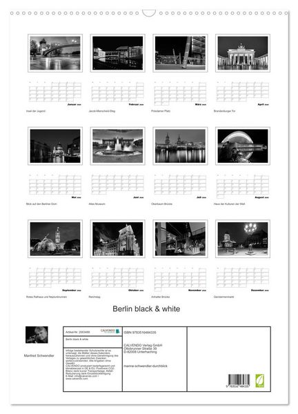 Produktbild: Berlin black & white (Wandkalender 2026 DIN A2 hoch), CALVENDO Monatskalender