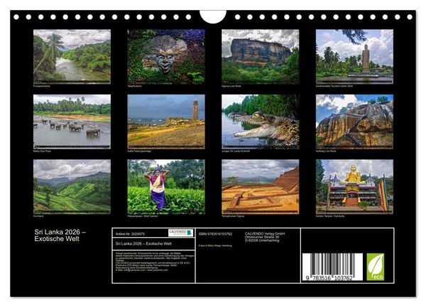 Produktbild: Sri Lanka 2026 &ndash; Exotische Welt (Wandkalender 2026 DIN A4 quer), CALVENDO Monatskalender