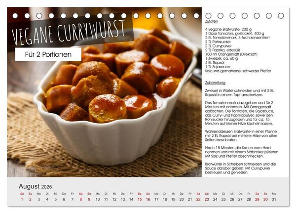 Produktbild: Vegetarisch - leicht und lecker (Tischkalender 2026 DIN A5 quer), CALVENDO Monatskalender
