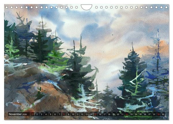 Produktbild: Landschaft in Aquarell (Wandkalender 2026 DIN A4 quer), CALVENDO Monatskalender