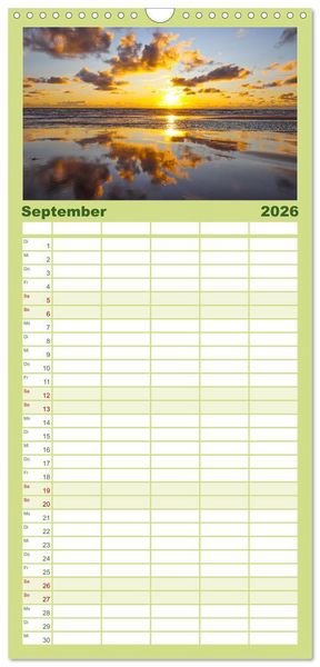Produktbild: Familienplaner 2026 - Sylt - Magie der Abendstunden mit 5 Spalten (Wandkalender, 21 x 45 cm) CALVENDO