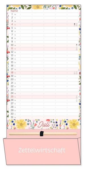 Produktbild: Deko-Familienplaner mit Tasche Flower Time 2027