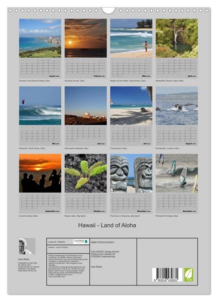 Produktbild: Hawaii - Land of Aloha (Wandkalender 2026 DIN A3 hoch), CALVENDO Monatskalender