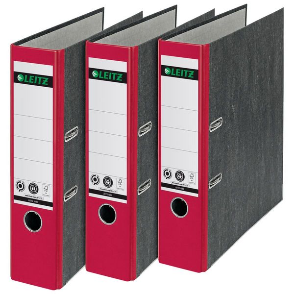 Produktbild: Leitz Ordner 1080 DIN A4 R&uuml;ckenbreite: 80 mm Rot Wolkenmarmor 2 B&uuml;gel 10805025