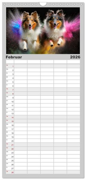 Produktbild: Familienplaner 2026 - Holi Pulver - Doppelte Action mit 5 Spalten (Wandkalender, 21 x 45 cm) CALVENDO