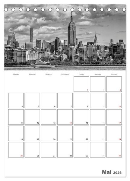 Produktbild: NEW YORK Skylines (Tischkalender 2026 DIN A5 hoch), CALVENDO Monatskalender