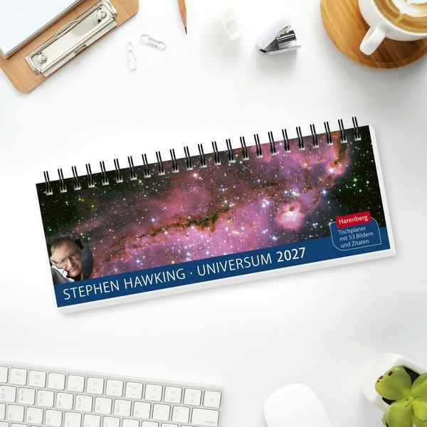 Produktbild: Stephen Hawking Universum Premium-Tischplaner 2027 - Wochenkalender mit 53 Bildern und Zitaten