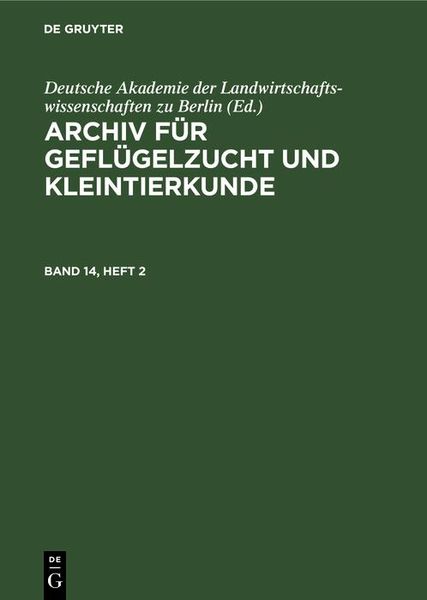Produktbild: Archiv f&uuml;r Gefl&uuml;gelzucht und Kleintierkunde. Band 14, Heft 2